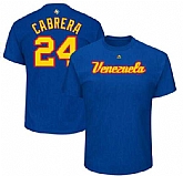 Venezuela Baseball 24 Miguel Cabrera Majestic 2017 World Baseball Classic Name & Number T-Shirt Royal